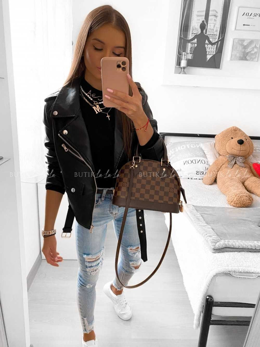 czarna kurtka ramoneska