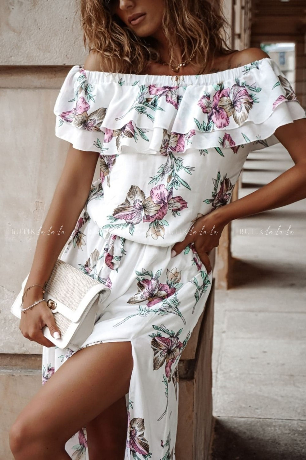 SUKIENKA LETNIA HISZPANKA MAXI W&nbsp;KWIATOWY PRINT STONE 2396