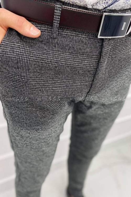 Spodnie męskie szare w kratkę S2 3