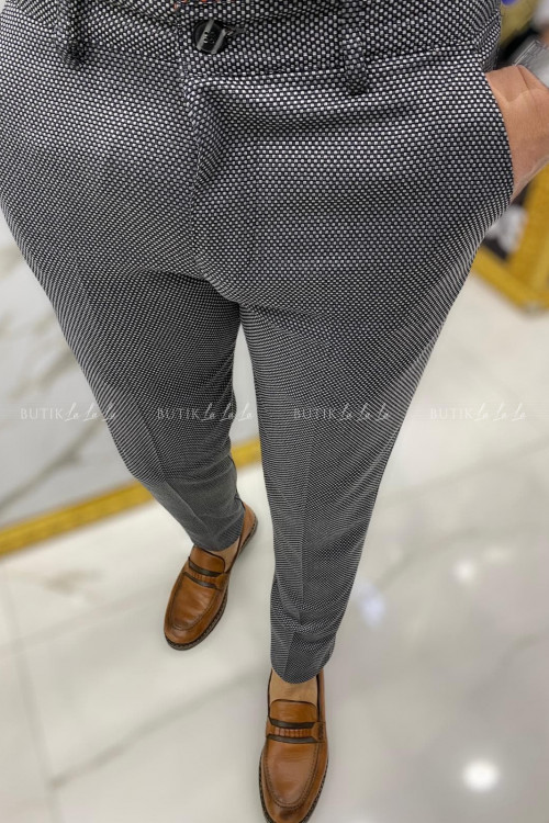 Spodnie męskie szary w drobną fakturę