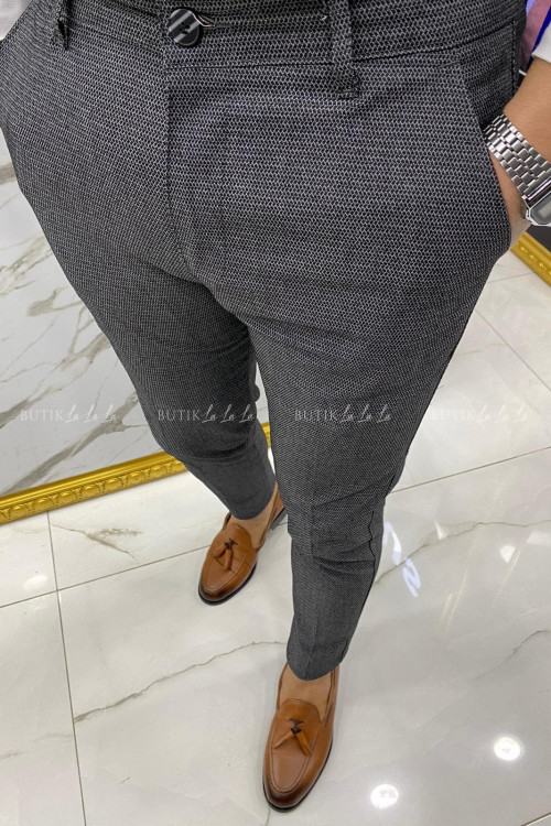 Spodnie męskie ciemny szary w drobną fakturę