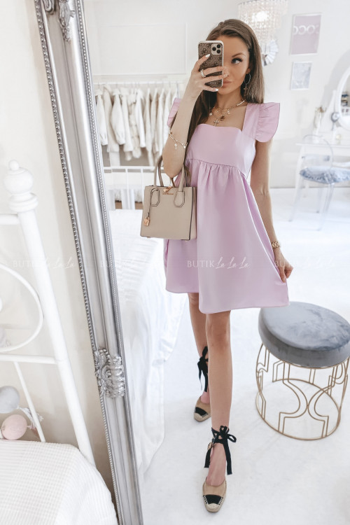 sukienka na grubych ramiączkach wrzosowa Andro 1