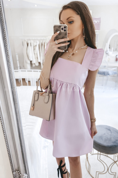 sukienka na grubych ramiączkach wrzosowa Andro 2