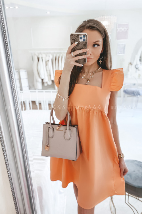 sukienka na grubych ramiączkach pomarańczowa Andro