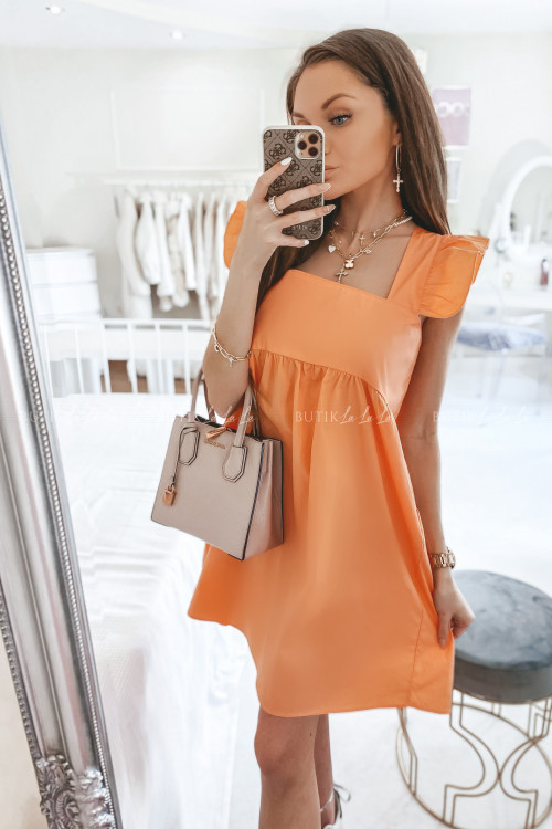 sukienka na grubych ramiączkach pomarańczowa Andro 2