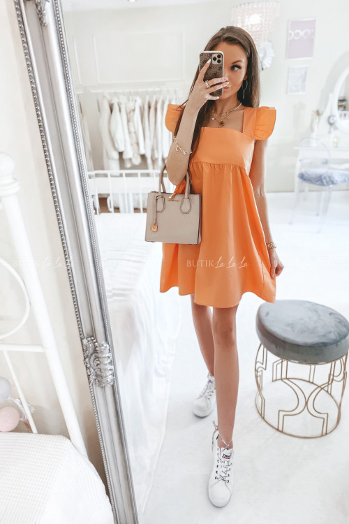 sukienka na grubych ramiączkach pomarańczowa Andro 1