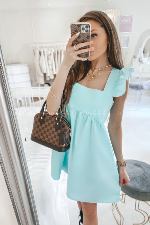 sukienka na grubych ramiączkach miętowa Andro