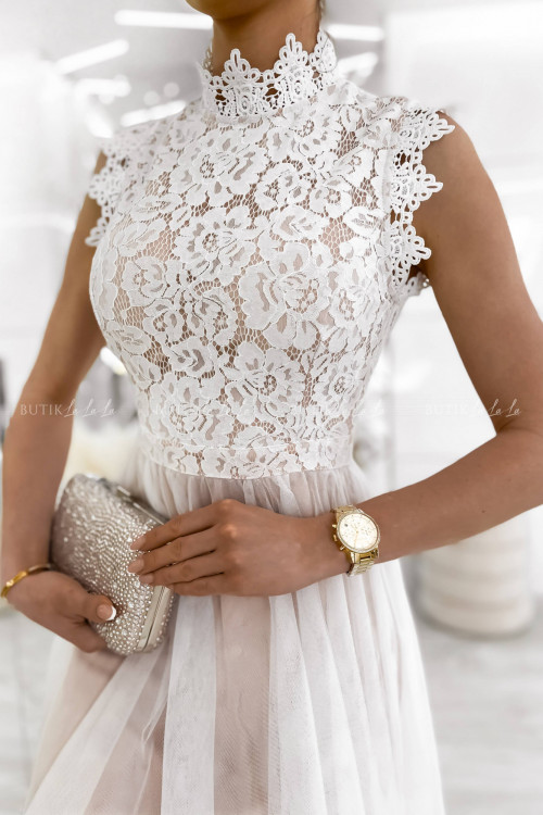 sukienka biało beżowa Tiffi