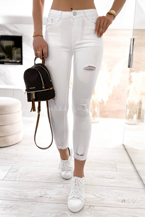 spodnie białe z przetarciami Erin