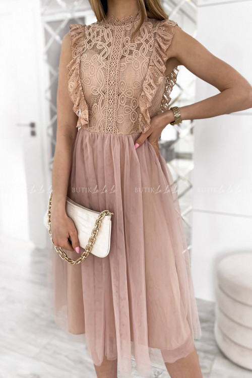 sukienka pudrowa midi Jossie