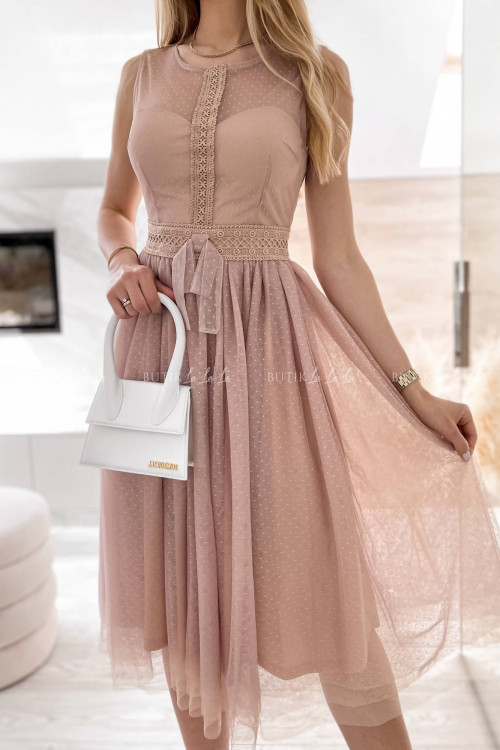 sukienka pudrowa tiulowa Beza