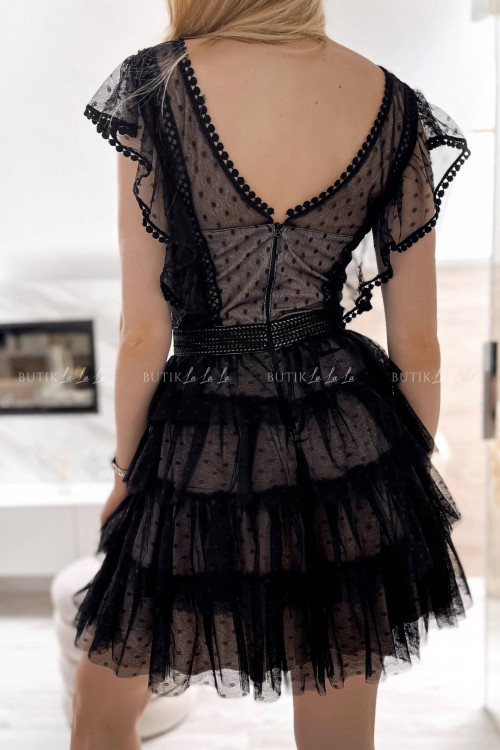 sukienka mini czarna z falbankami Senna 6