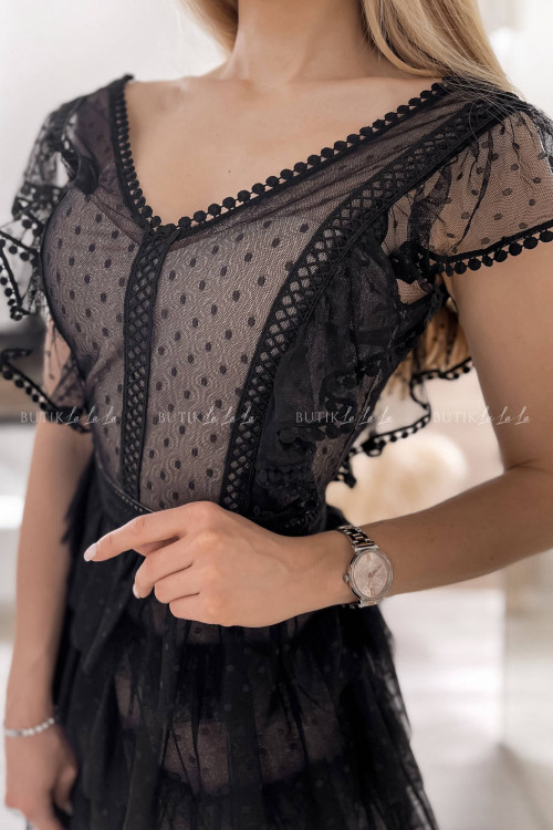 sukienka mini czarna z falbankami Senna 1