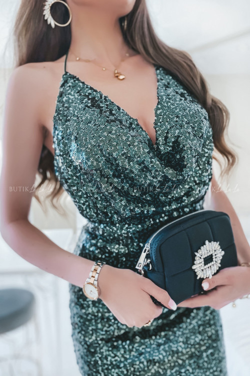 Sukienka cekinowa zielona Demi 3