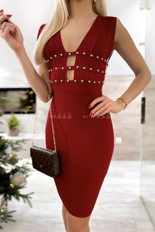 Sukienka dopasowana bordowa Loret 2