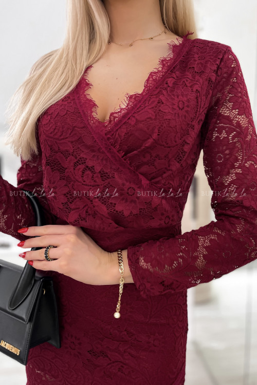 sukienka koronkowa bordowa Ross