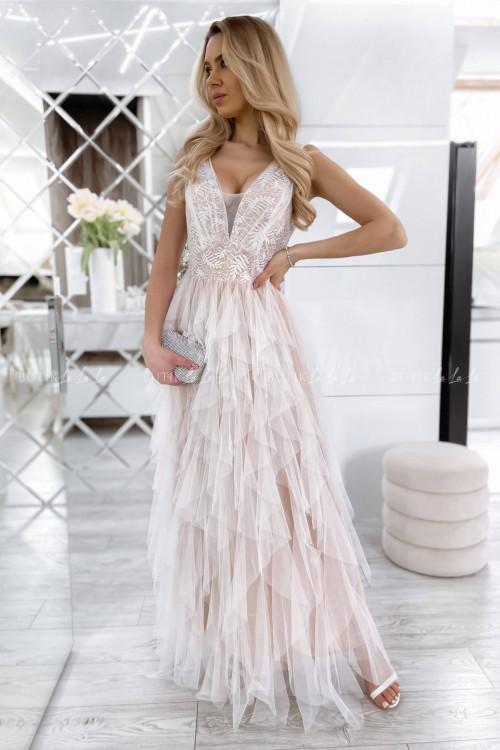 Sukienka biało beżowa maxi Versi 5