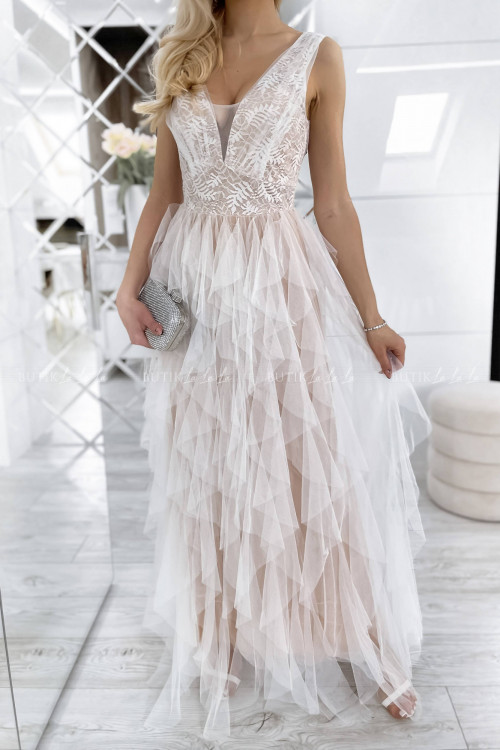 Sukienka biało beżowa maxi Versi 1