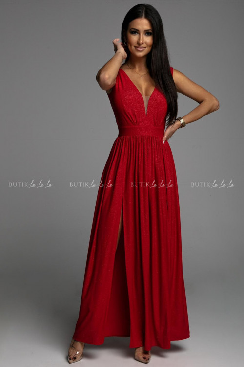 sukienka czerwona błyszcząca maxi Penelopa