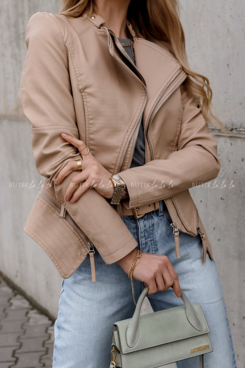 Kurtka ramoneska beżowa krótka Valentino