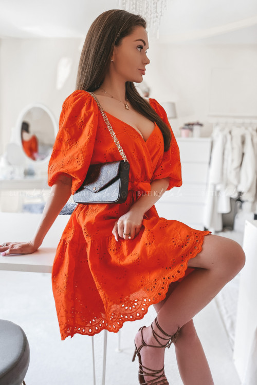 sukienka pomarańczowa ażurowa Kassi 4