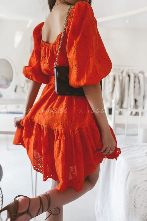 sukienka pomarańczowa ażurowa Kassi 1