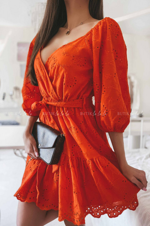 sukienka pomarańczowa ażurowa Kassi 7