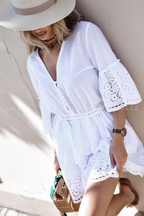 sukienka biała ażurowa Anika