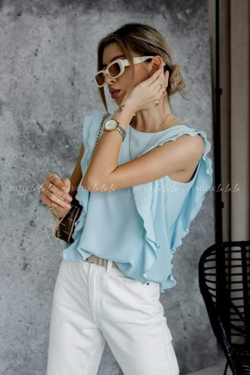 bluzka błękitna z ozdobnymi guziczkami lila 5