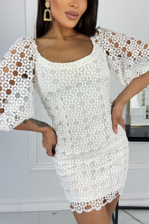 sukienka biała gipiurowa Paloma