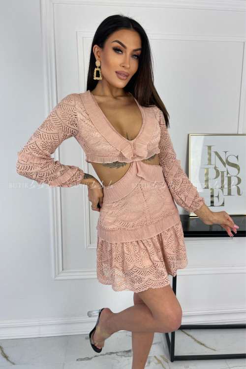 Sukienka pudrowa koronkowa Parossa 2