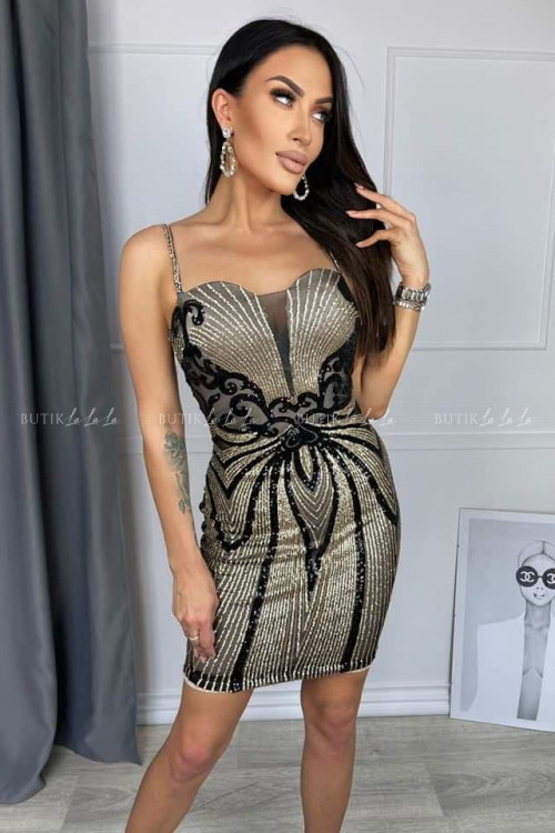 sukienka cekinowa czarno złota Garona