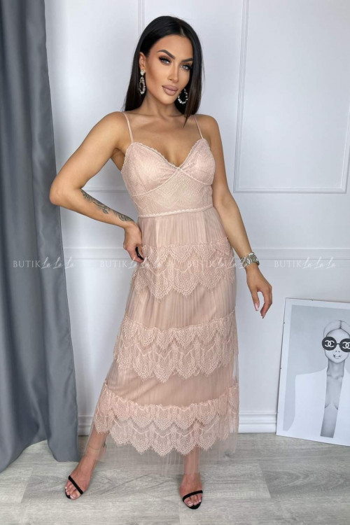 sukienka pudrowa z koronką Casso 3