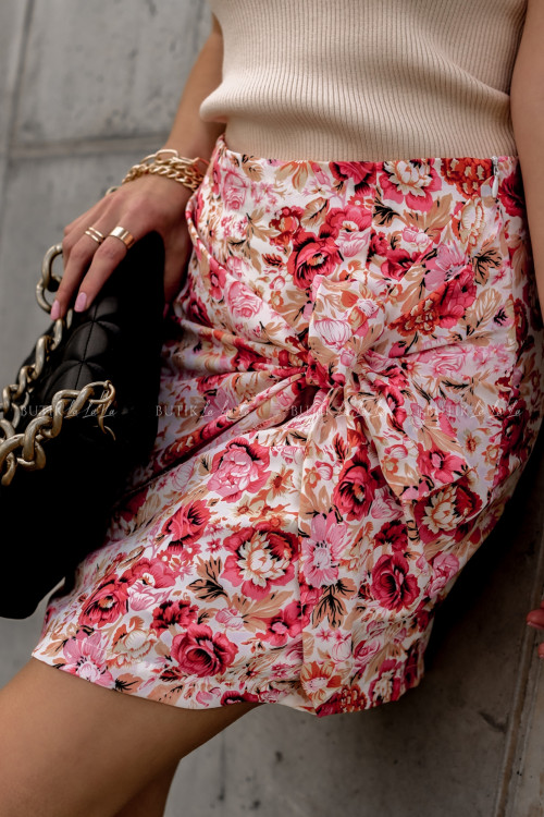 spódniczka z wiązaniem w kolorowy print Artemia