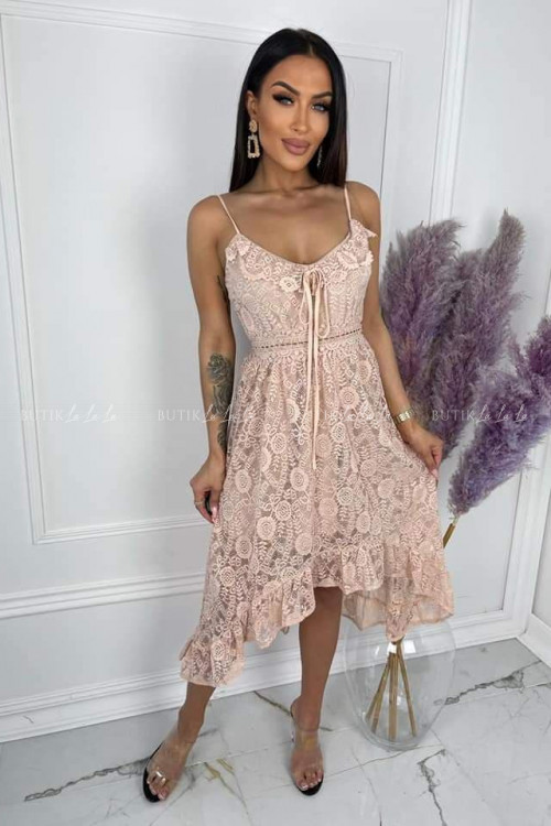 sukienka pudrowa z koronką Casso 1