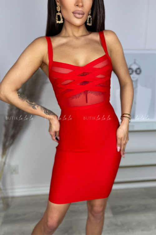 Sukienka dopasowana czerwona Rosseti