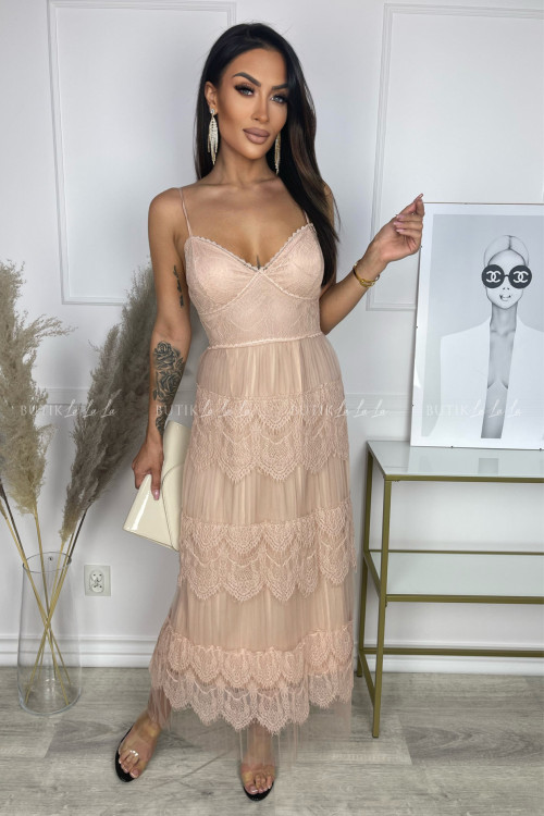 sukienka pudrowa z koronką Casso 4