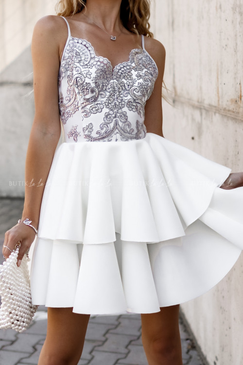 sukienka kremowo-szara Emossi