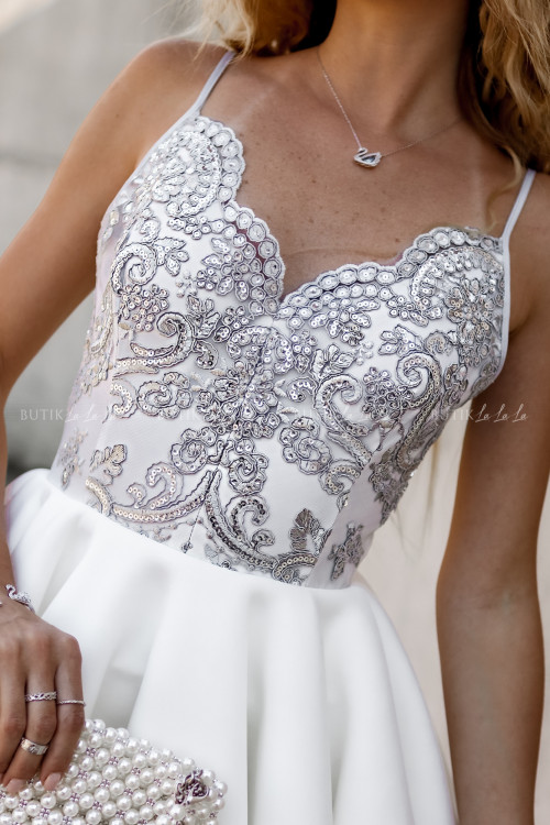 sukienka kremowo-szara Emossi 5