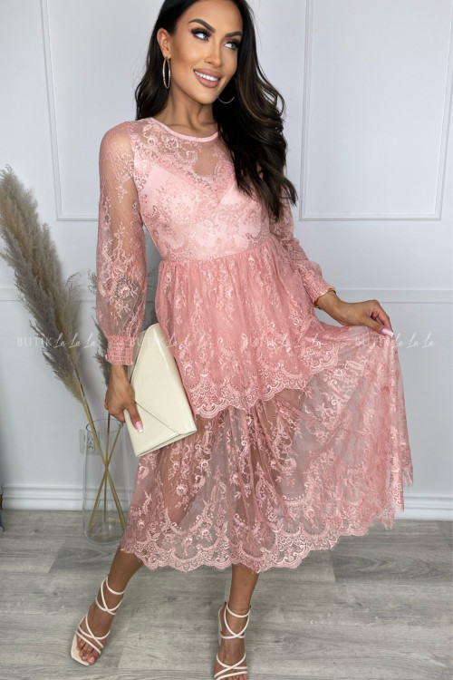 sukienka różowa koronkowa Niva
