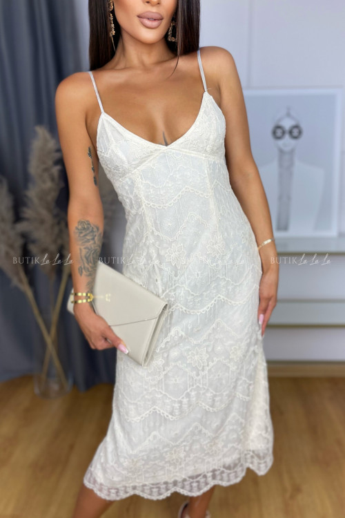 Sukienka koronkowa kremowa Casablanca