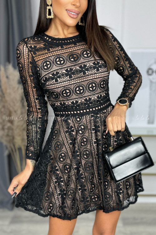 Sukienka gipiurowa czarno beżowa Major