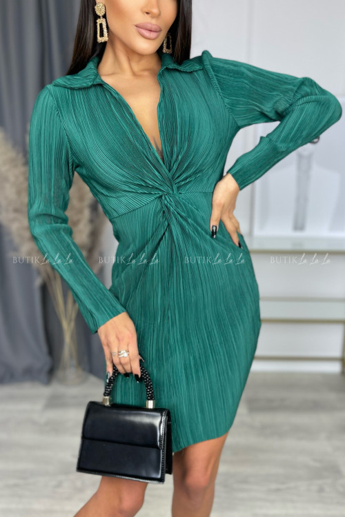 Sukienka z marszczeniem butelkowa zieleń Shaya 2