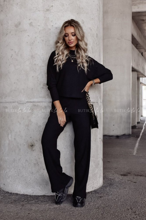 spodnie czarne szerokie z dzianiny Revos 2
