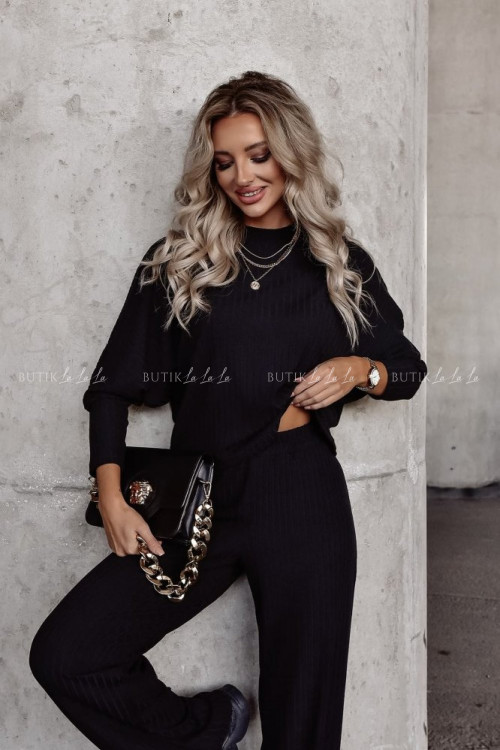 spodnie czarne szerokie z dzianiny Revos 3