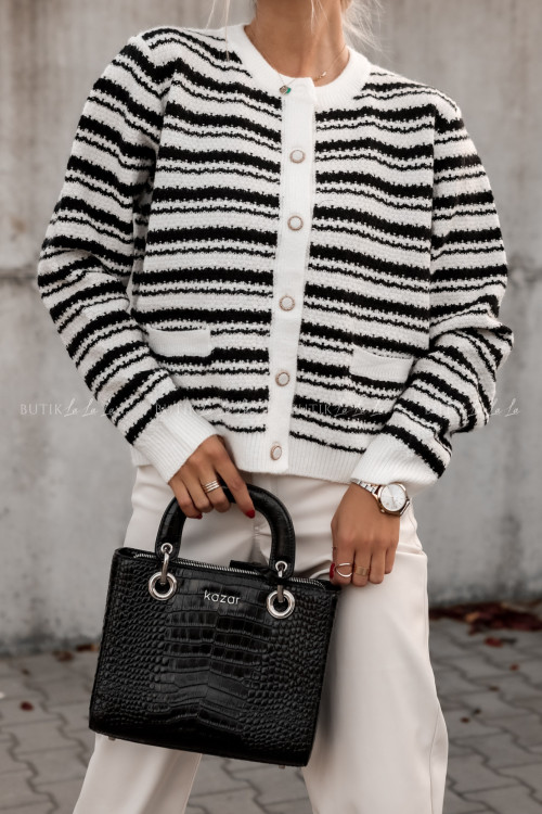 Sweter rozpinany czarno biały Stormi