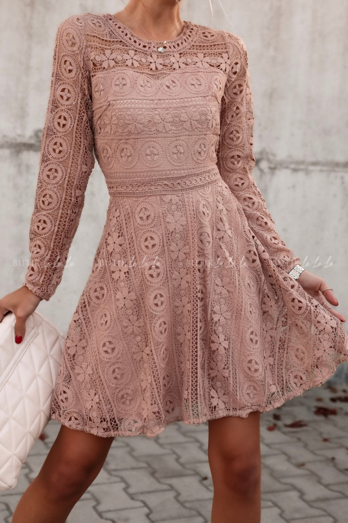 Sukienka gipiurowa beżowa Major