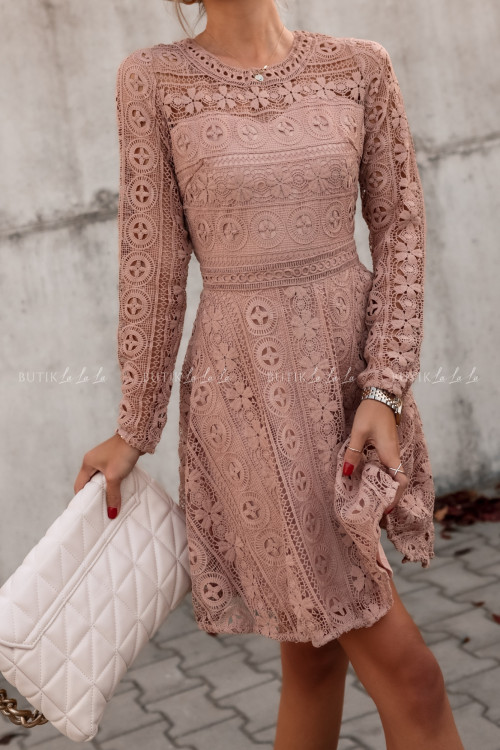 Sukienka gipiurowa beżowa Major 2