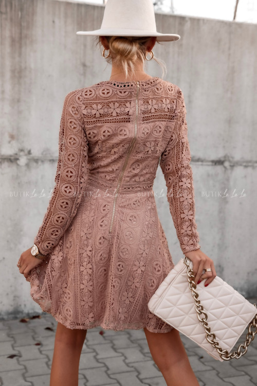 Sukienka gipiurowa beżowa Major 3