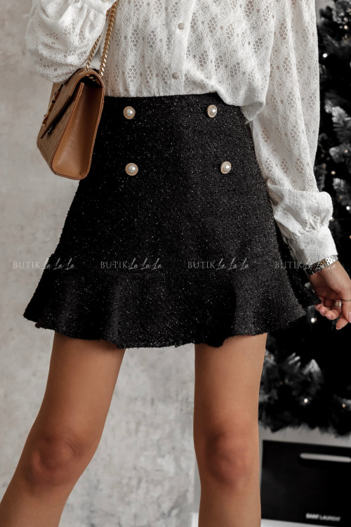 Spódnica połyskujaca czarna z guzikami Hasalia